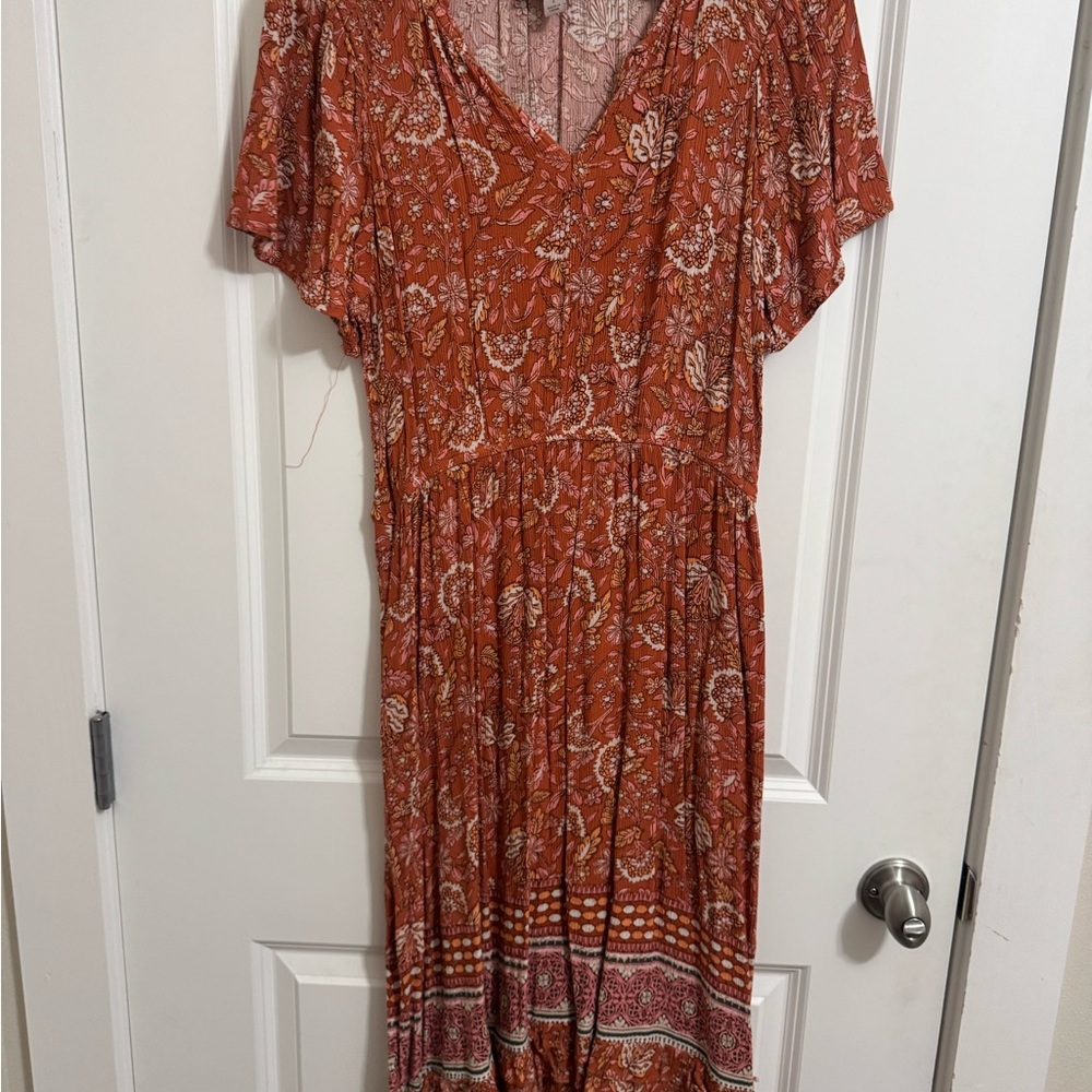 Bohemian Rust Floral Dress